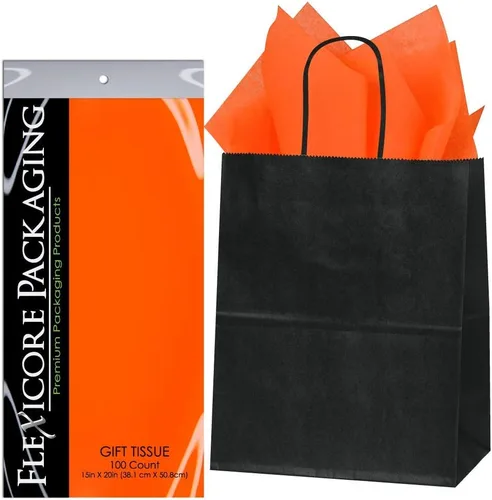 Miniatura 21 de Flexicore Packaging® Bolsas de regalo de papel kraft negro de 8 x 4.75 x 10.25 pulgadas + papel de seda de regalo (azul rey, 5 bolsas)