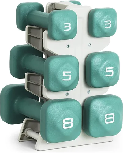Miniatura 40 de Tone Fitness Juego de mancuernas de neopreno con estante de almacenamiento – Pesos de mano antideslizantes y antideslizamiento para entrenamientos