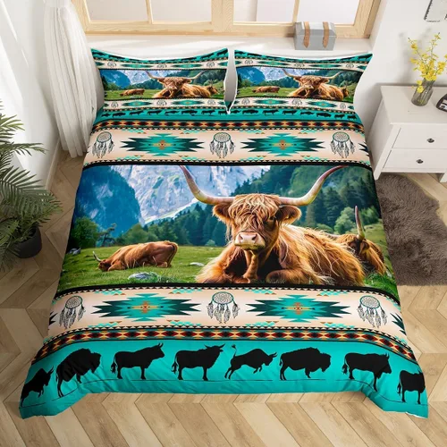 Miniatura 29 de Juego de funda de edredón con diseño de caballos, atrapasueños para niños, adolescentes, hombres, funda de edredón con estampado de caballos
