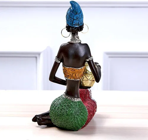 Miniatura 5 de Rayberro Escultura de mujeres africanas, 7.87 pulgadas de alto, figura de mujer negra, figura tribal de dama afroamericana, estatua de mujer