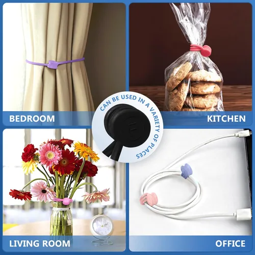 Miniatura 8 de Bridas magnéticas para cables, organizadores de cables magnéticos de silicona reutilizables para agrupar, clips de refrigerador, marcadores