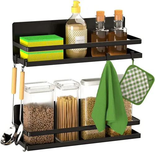 Estante magnético para especias para refrigerador, estante magnético organizador de refrigerador para cocina, contenedor de ahorro de espacio para