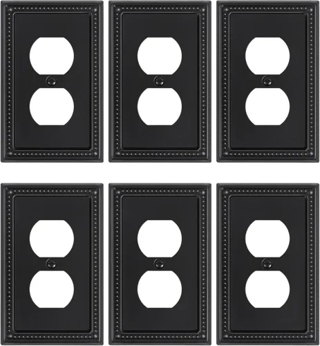 Miniatura 46 de Paquete de 4 placas de cubierta para interruptor de luz de palanca individual, cubiertas decorativas de perlas, placa de pared de metal almendra
