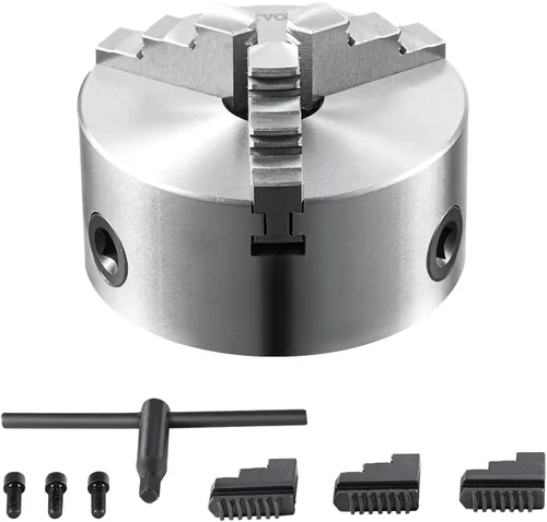 VEVOR Mandril de torno de 3 mordazas, mandril de torno autocentrante de 6'', rango de sujeción de 0.14-6.3 pulgadas/3.5-160 mm con tornillos de