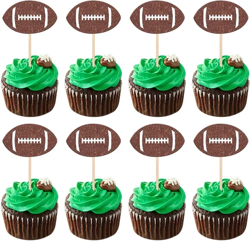 Miniatura 15 de 36 piezas de adornos para cupcakes de pelota de rugby, trofeo de fútbol americano, selecciones de cupcakes de fútbol americano, decoración