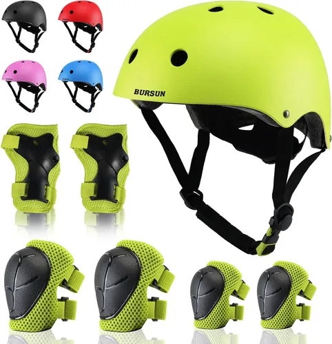 Miniatura 8 de Conjunto de casco de bicicleta para niños, casco ajustable para niños pequeños de 2 a 8 años con rodilleras, coderas y muñequeras Casco