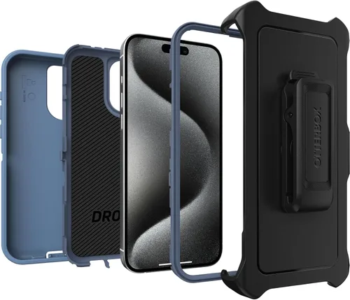 Miniatura 4 de OtterBox Funda para iPhone 15 Pro MAX (solamente) Serie Defender - Baby Blue Jeans (azul), sin protector de pantalla, resistente y duradera