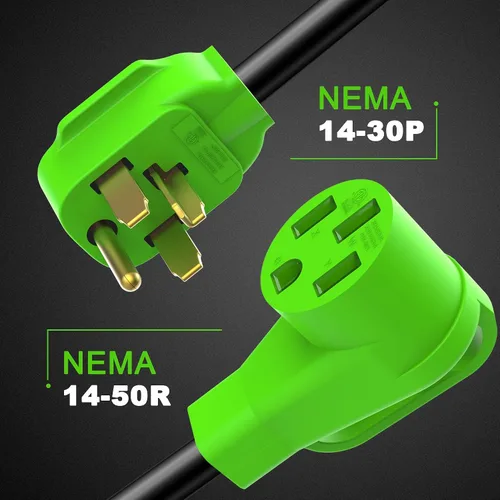 Miniatura 4 de Adaptador de cargador NEMA 14-30P a 14-50R EV - Adaptador de secadora a EV de 30A a 50A, 4 clavijas con mango de agarre ergonómico, 250V, 10 AWG