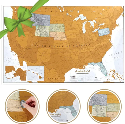 Miniatura 15 de Scratch The World ® Mapa de viaje - Póster de mapa del mundo enmarcable para rascar - Extra grande 23 x 33 pulgadas - Maps International - 50 años