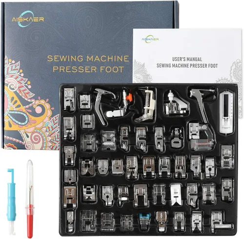 Aiskaer Juego de 48 pies prensatelas para máquina de coser para hermano, Babylock, cantante, Janome, Elna, Toyota, nuevo hogar, simplicidad, Kenmore