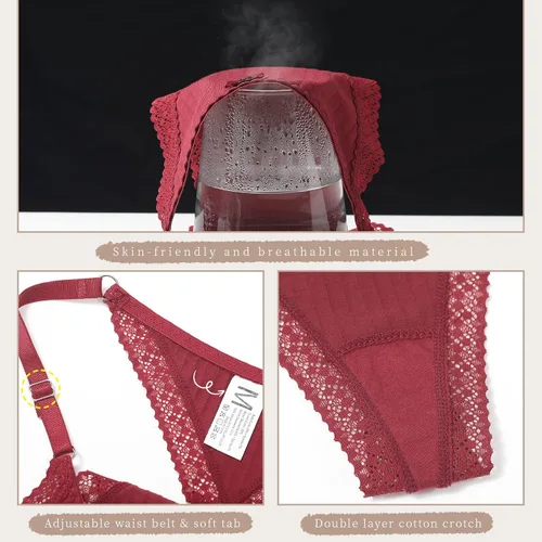 Miniatura 3 de Aijolen Tanga de algodón para mujer, ropa interior ajustable para mujer, bragas de cintura baja para mujer, no se ven