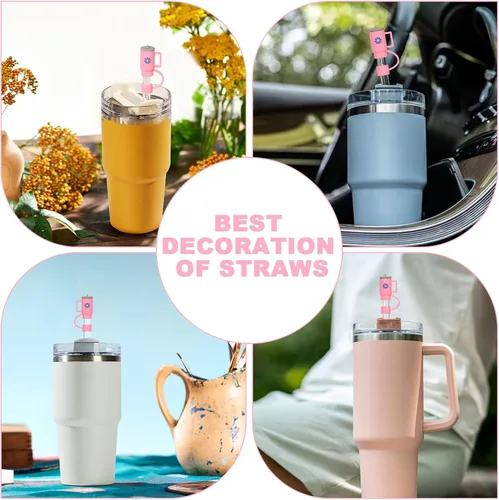 Miniatura 4 de AUAUY 4 fundas de popote para taza Stanley de 40 onzas y 30 onzas, puntas de popote reutilizables de 0.4 pulgadas/0.394 in, accesorios lindos