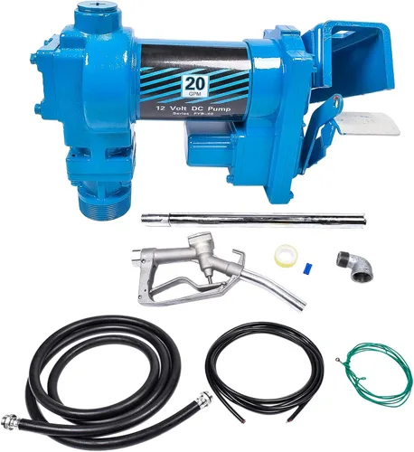 Miniatura 3 de Bomba de transferencia de combustible de 20 GPM 12V azul con fusible de 50A, manguera de descarga y boquilla manual para transferencia de gasolina