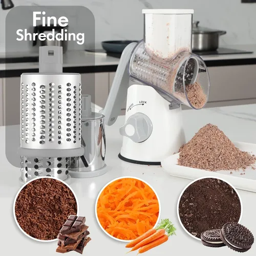 Miniatura 3 de rallador de queso giratorio con mango, cortador de verduras manual de velocidad para la cocina, triturador de patata para hash brown, molinillo