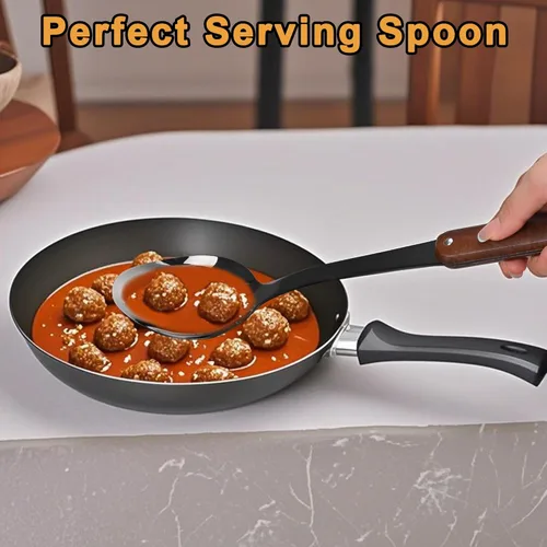 Miniatura 5 de Juego de utensilios de cocina de acero inoxidable pulido con espejo, juego de 6 utensilios de cocina con mango de madera, juego de herramientas