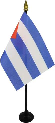 Miniatura 9 de Venezuela Old 7 estrellas con brazos Bandera de mesa 4'' x 6'' - Antigua bandera venezolana de escritorio 5.9 x 3.9 in - tapa de lanza dorada - AZ