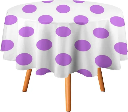 Miniatura 36 de Mantel redondo lavable de lunares negros sobre beige de 50 pulgadas para cocina, comedor, fiesta, decoración moderna