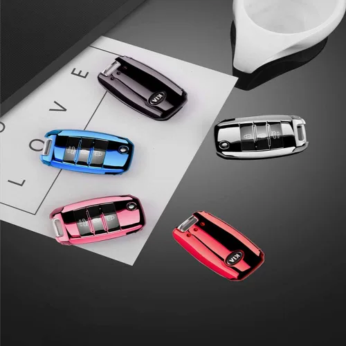 Miniatura 7 de Funda para llavero de automóvil, apta para llavero plegable Kia Optima aleación llavero negro.., Negro