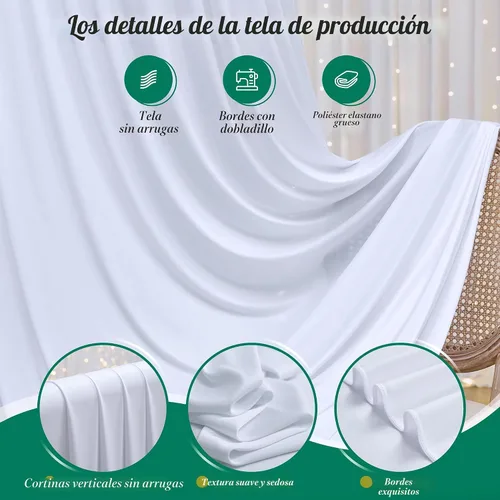 Miniatura 3 de Cortinas de fondo blancas sin arrugas de 10 x 10 pies para bodas, cortinas de fondo de fotografía de poliéster para fiestas de cumpleaños, soporte