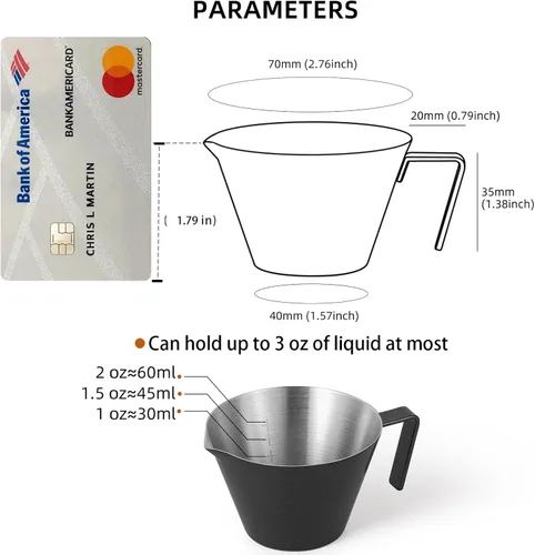 Miniatura 6 de MHW-3BOMBER Taza medidora de café expreso de 2 onzas, tazas de acero inoxidable con asa para salsa de tomate, salsa de bistec, postres, bebidas