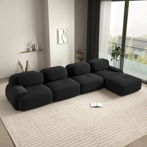 Miniatura 55 de Sofá biplaza moderno de 80 pulgadas para sala de estar, sofá de pana en forma de nube con asiento profundo, sofá modular negro, sofás de dos plazas