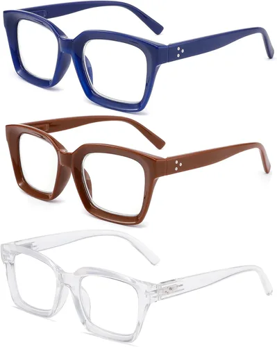 Miniatura 7 de Lentes de lectura cuadrados de estilo moderno con bisagra de resorte, bloqueo de luz azul para hombres y mujeres