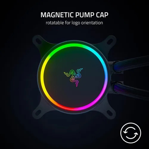 Miniatura 6 de Razer Hanbo Chroma RGB todo en uno enfriador líquido aRGB Tapa de bomba aRGB: diseño AIO - Ventiladores aRGB silenciosos y potentes - Soporte