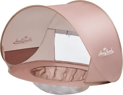 Miniatura 10 de Monobeach Tienda de campaña de playa para bebés con piscina: tienda de campaña desplegable con estrellas marrones para niños pequeños, refugio