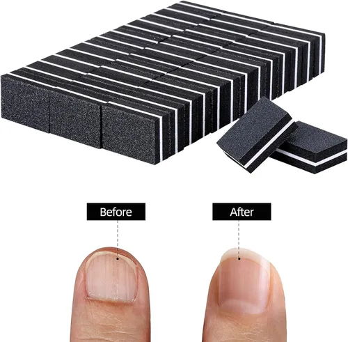 Miniatura 6 de 100 unidades de mini amortiguadores para uñas de grano 180/100 para uñas acrílicas para el cuidado de las uñas (negro)