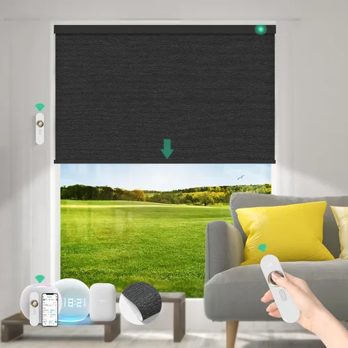 Miniatura 25 de Persianas motorizadas con control remoto [motor 100% opacas y silencioso] Persianas inteligentes compatibles con Alexa Google HomeKit, persianas