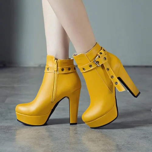 Miniatura 35 de Scaoruki Zapatos de otoño de moda para mujer, botines de tacón de bloque
