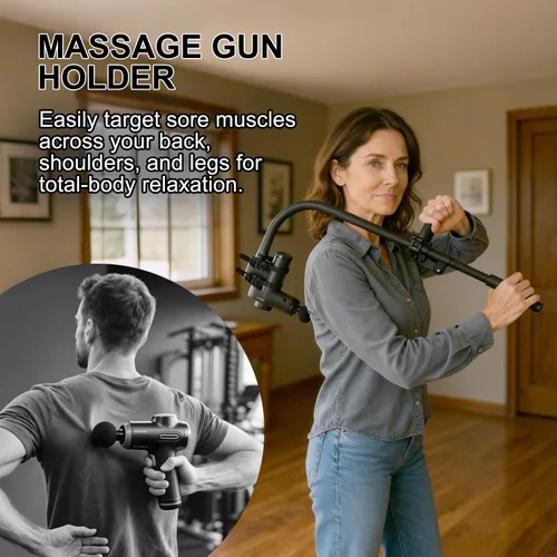 Miniatura 3 de Soporte ajustable para pistola de masaje con rango de longitud de 22 a 28 pulgadas para espalda, cuello y hombros, compatible con la mayoría