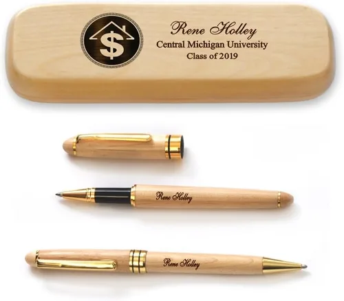 Miniatura 28 de Juego de bolígrafos de graduación de madera de arce macizo personalizado para médico MP-Médico-GD