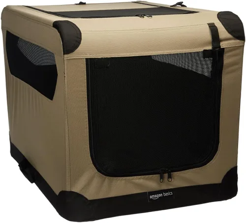 Miniatura 11 de Amazon Basics Jaula suave plegable portátil para perros, puerta doble, perrera de viaje plegable, fácil de instalar, resistente, segura, XL 42 x 31
