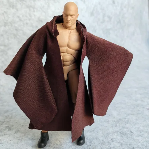 Miniatura 6 de SSbeauty M Bata de tela a escala 1:12 con sombrero para figura de acción de muñeca de 6 pulgadas y 6 pulgadas (sin figura) (manga L marrón)