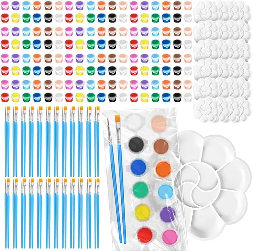 Fulmoon Juego de 24 mini pintura acrílica para niños, 12 colores/8 colores para adultos, kit de pintura lavable, mini kit de pintura, manualidades,