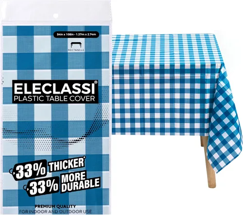 Miniatura 10 de Eleclassi Negro Paquete de 12 Manteles Redondos de Plástico Desechables Premium - Manteles de Mesa de Plástico Redondos de 84 Pulgadas para Fiestas