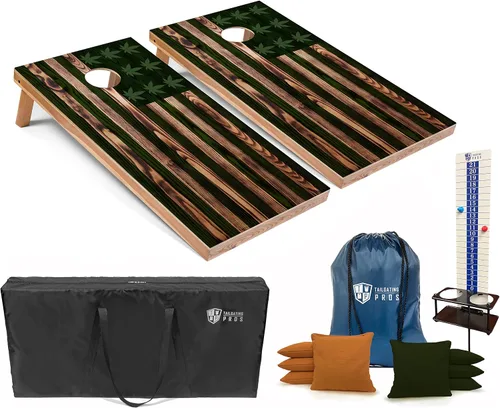 Miniatura 17 de Tailgating Pros Juego de tablas de agujero de maíz con bolsas de frijoles, marcador de puntuación y estuche de transporte, lanzamiento de bolsas