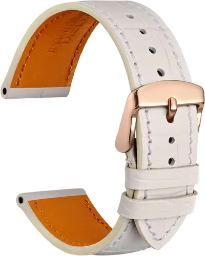 Miniatura 22 de WOCCI - Correas para reloj de cuero italiano, grano de cocodrilo en relieve, elige color y ancho 14 mm 18 mm 19 mm 20 mm 21 mm 22 mm, Negro