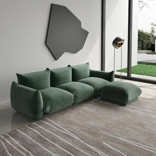 Miniatura 16 de WJShome - Sofá seccional modular, sofá de chenilla de 264 cm de lana minimalista, sofá convertible de 3 plazas, sofá de sala de estar ancho