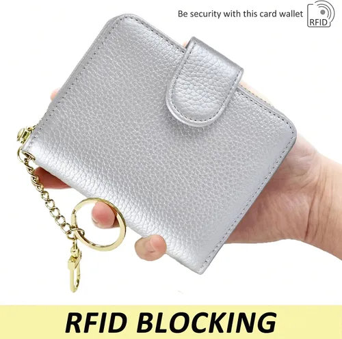 Miniatura 5 de Beurlike billetera de cuero, con tarjetero con bloqueo RFID, organizador, billetera segura para mujer