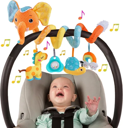 Juguetes de asiento de automóvil para bebé, juguete de cochecito de actividad en espiral para bebés de 0 a 6 meses, juguetes colgantes para bebés