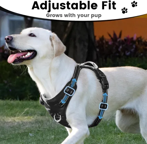 Miniatura 5 de Arnés sin tirones para perro, chaleco reflectante para cachorros para perros pequeños, medianos y grandes (negro, XS)