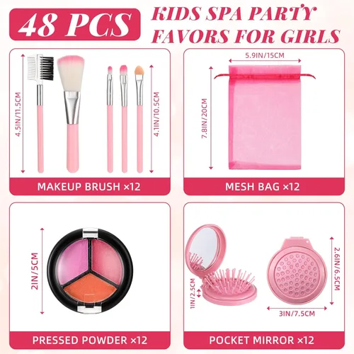 Miniatura 2 de Willinglong 12 juegos de maquillaje para niñas, suministros de fiesta de spa para niñas, juego de cosméticos de maquillaje para fiestas de Rosa