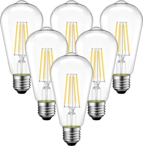 Miniatura 9 de ANWIO Bombillas LED Edison vintage, paquete de 3 unidades, 7 W, equivalente a 60 W, no regulables, ST58 2700 K, bombillas de filamento LED antiguo