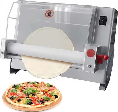 INTSUPERMAI Hoja de rodillo de masa de pizza eléctrica de 20 pulgadas, máquina de prensa de masa comercial de 450 W, grosor ajustable de 0.04 a 0.2