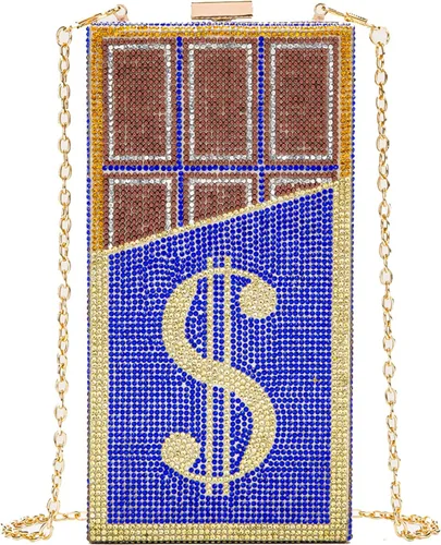 LETODE Women Dollars Money Clutch Evening Bag Rhinestone Handbags Crystal Clutch Purse Bling Wedding Cocktail Party