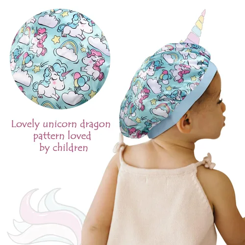 Miniatura 2 de 4 gorros de seda para dormir, gorros de satén para niñas, gorro de dormir de satén para cabello rizado natural y banda ancha elástica