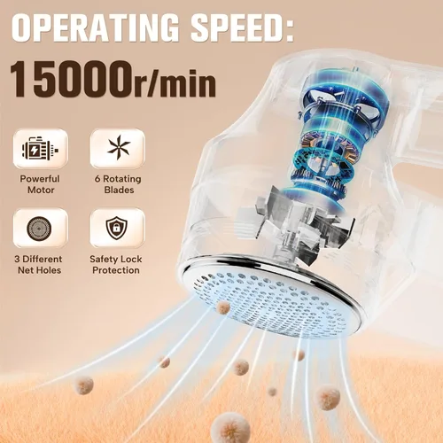 Miniatura 3 de DBC Afeitadora de tela con potente motor de 15000 r/min, pantalla LED, 3 velocidades, cuchillas de 6 hojas, cabezal de afeitado grande para quitar