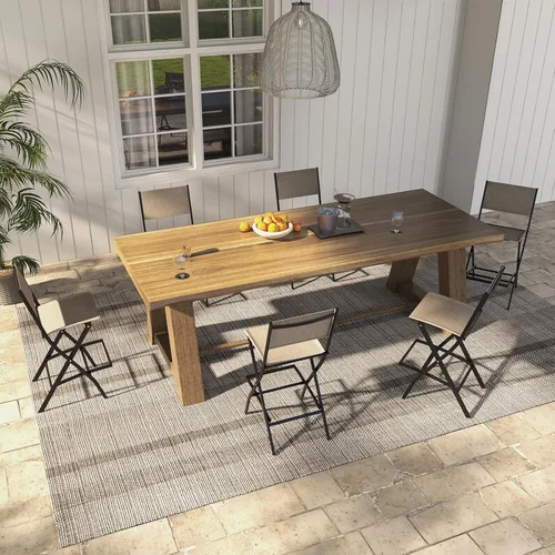Miniatura 8 de Tangkula Juego de 4 taburetes de bar para exteriores, sillas de bar plegables de altura de mostrador con respaldo y reposapiés, sillas de comedor